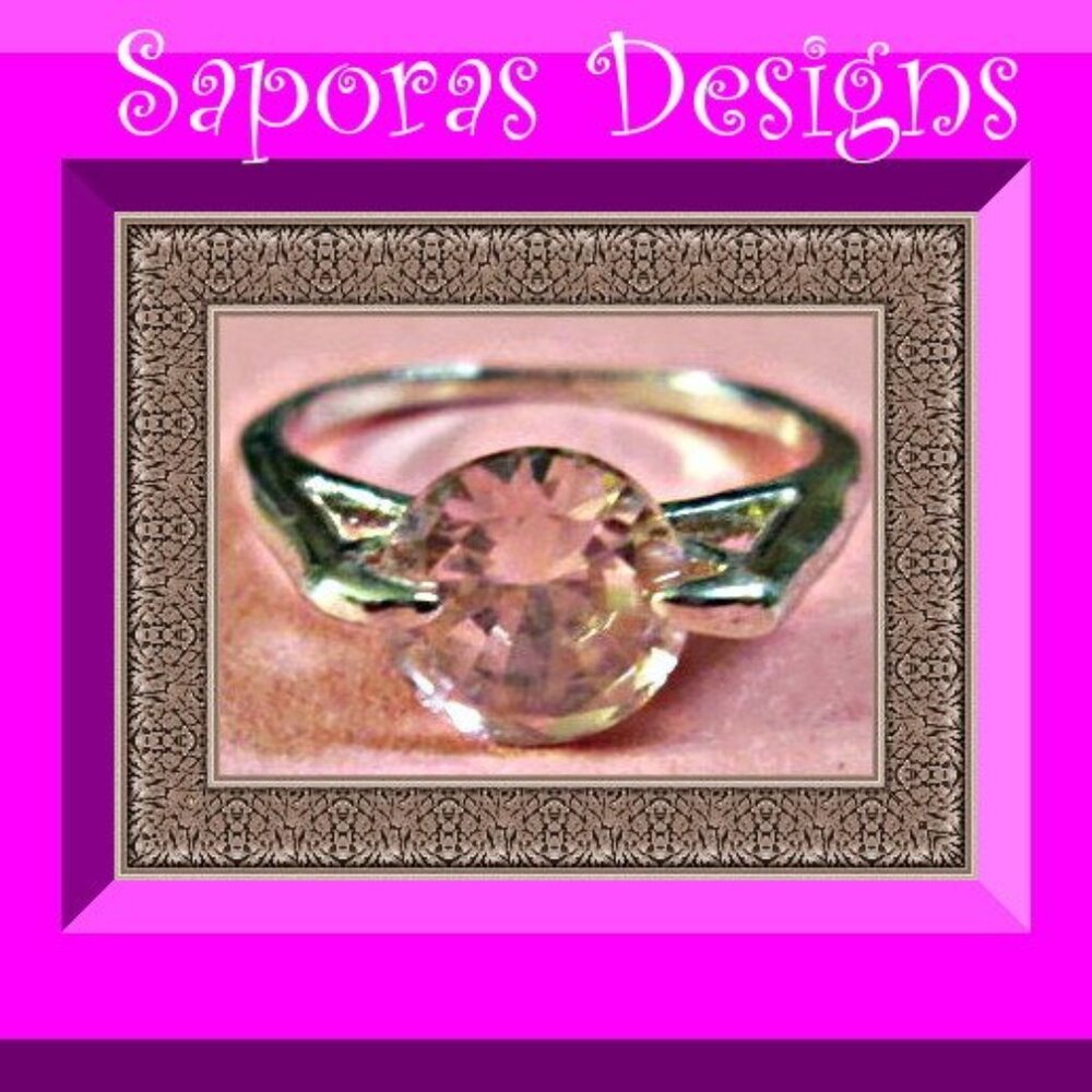 Size 6 Silver Tone Ring With Pink Crystal